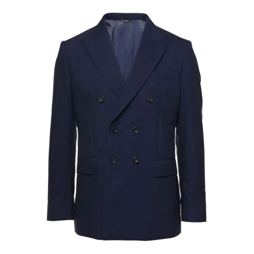 Reveres 1949 Blue Double-Breasted Blazer With Pointed Reverses Blue 