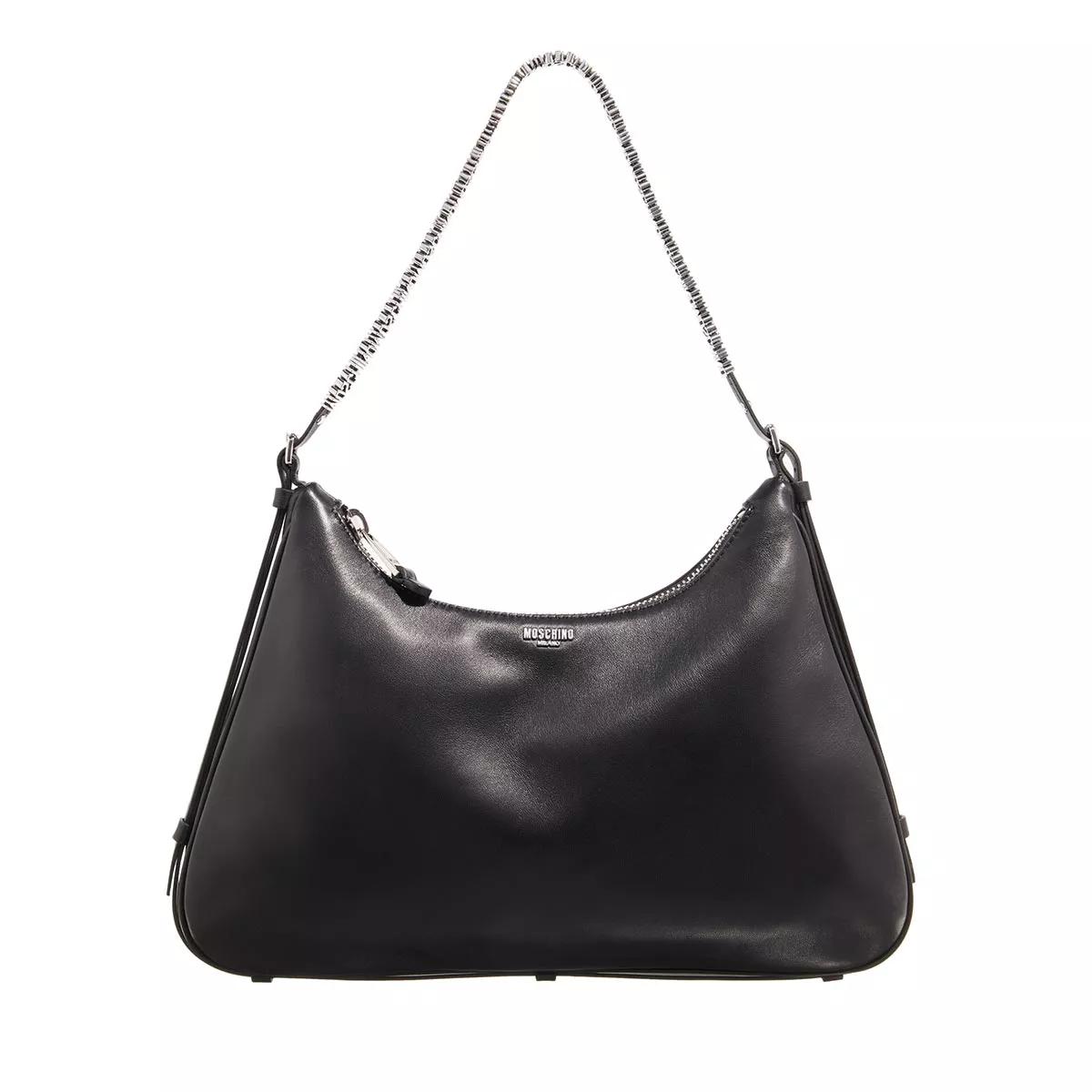 Moschino Hobo Bags - Mini Lettering - Gr. unisize - in Schwarz - für Damen - aus Leder & Leder & Textil