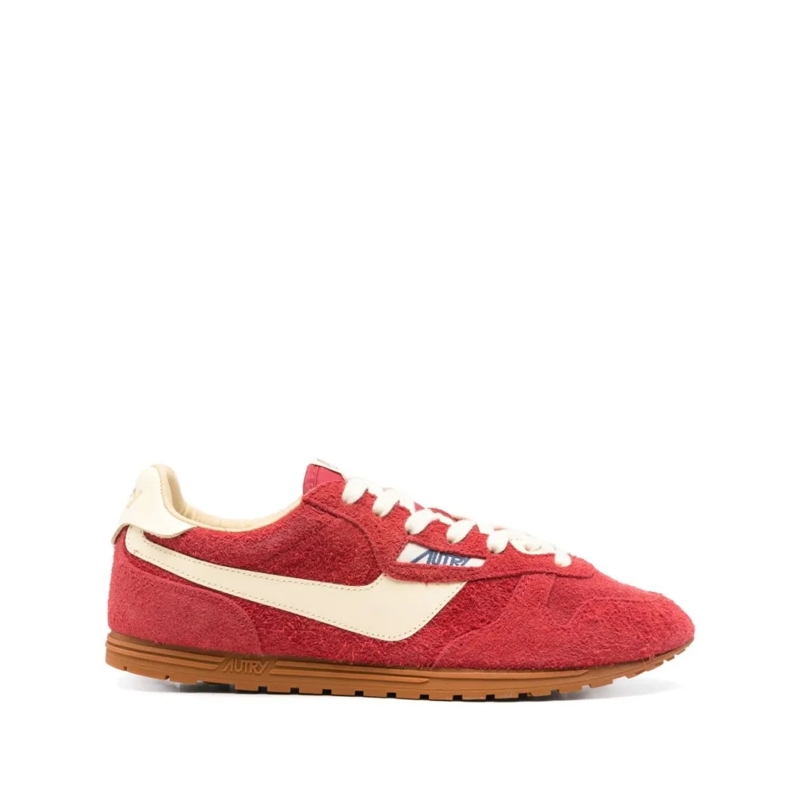 Autry International Low-Top-Sneaker Textured Red Suede Autry Sneakers Red