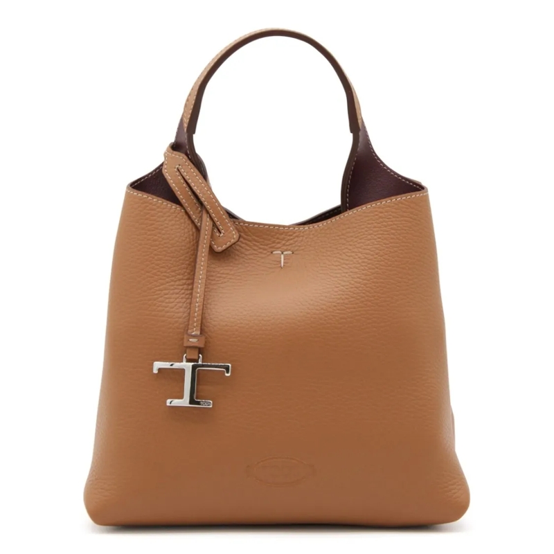 Tod's Tote Beige Leather Tote Bag Brown