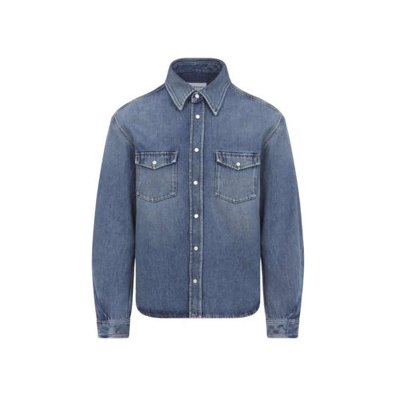 Givenchy Hemd Denim Blue Casual Shirt With Button-Down Front Blue
