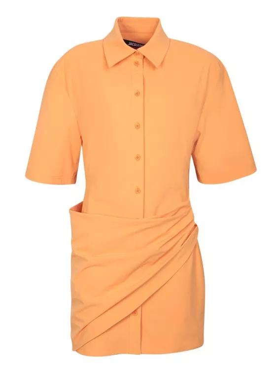 Thumbnail - Jacquemus - Draped Design Orange Dress - Größe 34 - orange