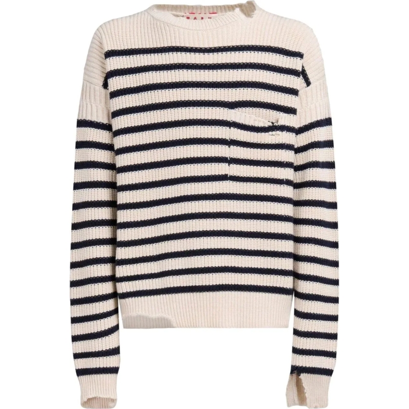 Marni  Striped Round Neck Sweater mehrfarbig