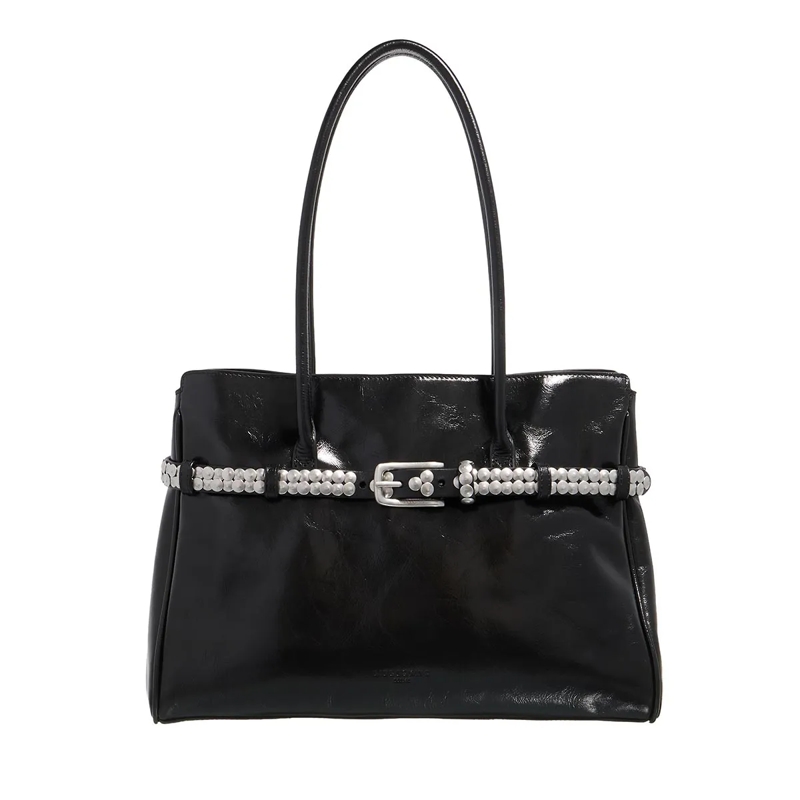 Liebeskind Berlin Schultertasche Nori Studs Lack Distressed Black