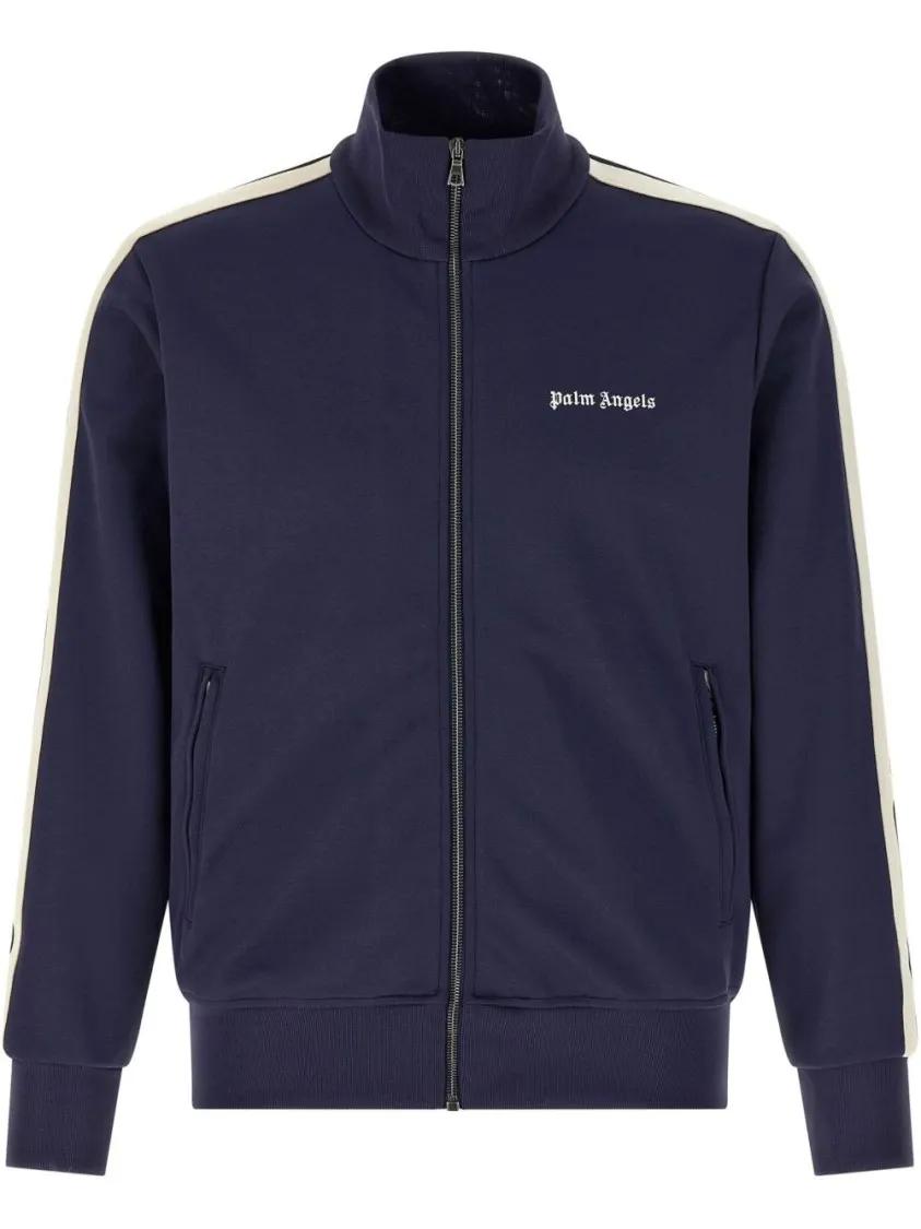 Thumbnail - Palm Angels - Front Zip Sweatshirt With Logo Print - Größe S - blau