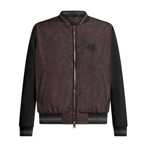 Etro Brown Paisley-Print Paneled Bomber Jacket Brown Bomberjackor