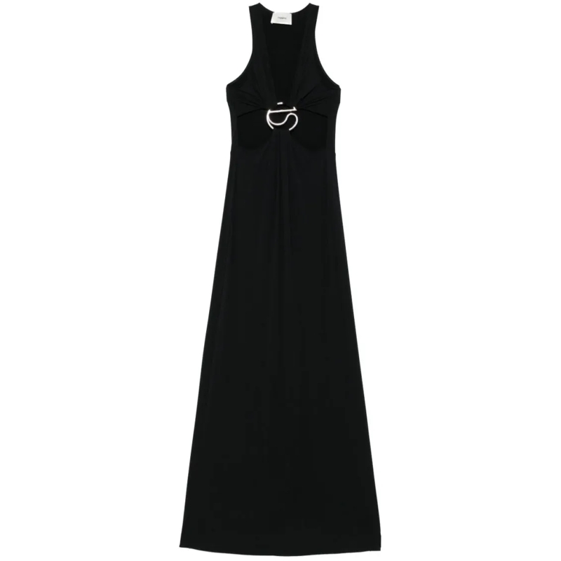 Coperni  Maxi Dress With Deep V-Neckline Black