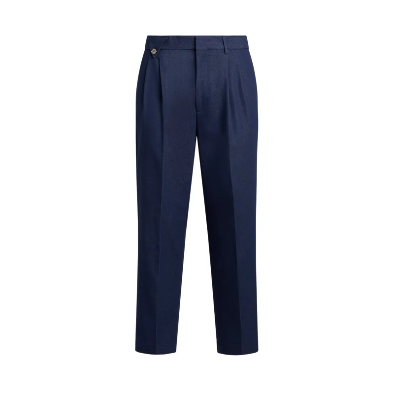 Etro Chino Deep Blue Tailored Wool Trousers Blue