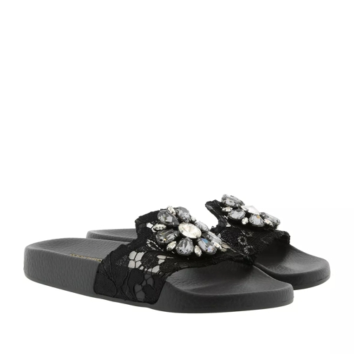 Dolce&Gabbana Lace Rubber Slides Black Slip-in skor
