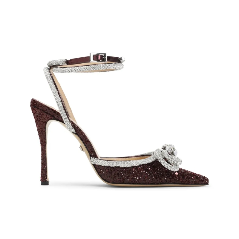 Mach&Mach Escarpins Red Pumps With Glitter And Crystal Accents Burgundy