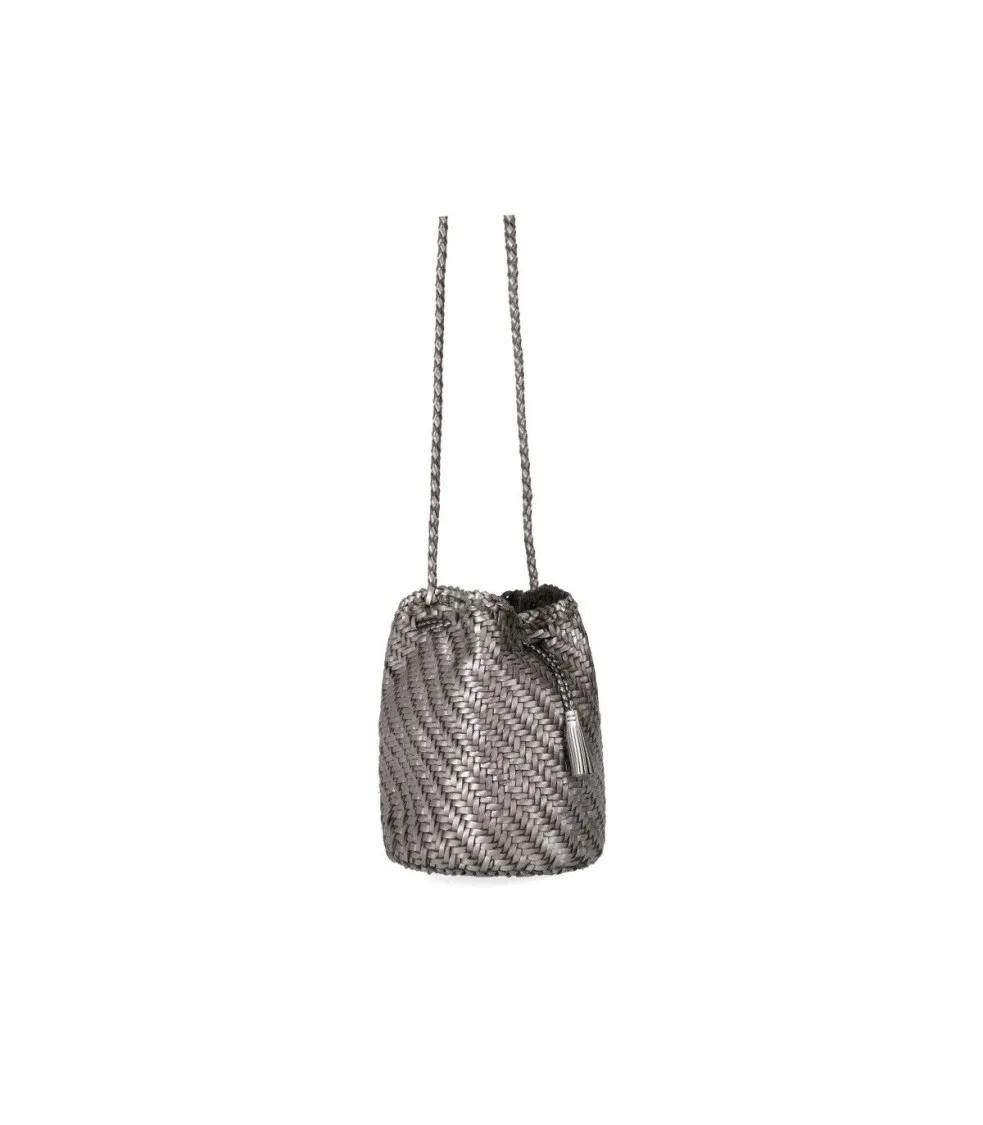 DRAGON DIFFUSION Bucket bags Pompon Double Jump Covertfoil Crossbody Bag in zilver