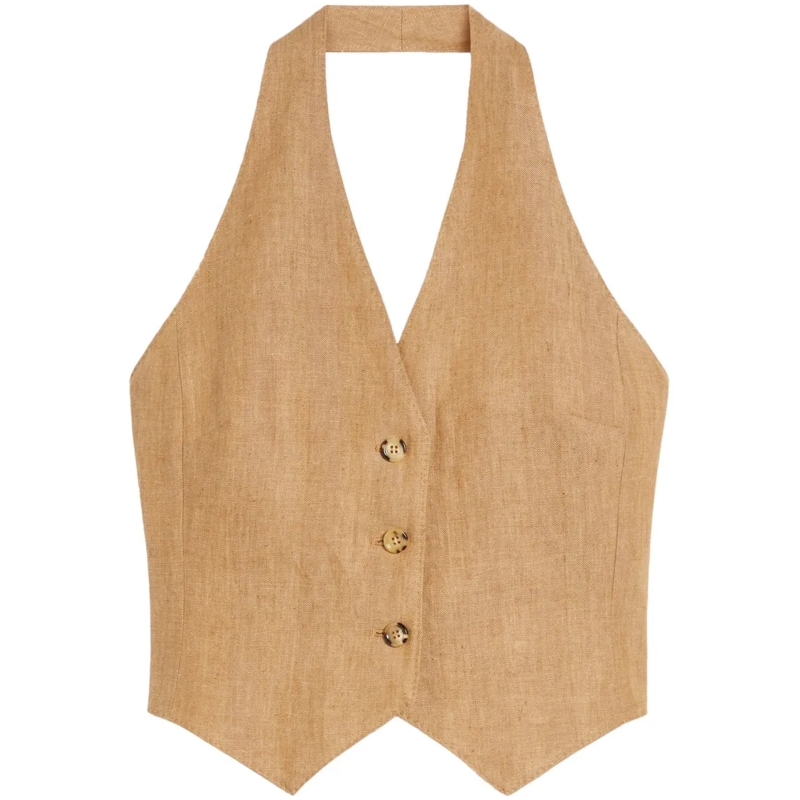 Max Mara Blazer Batavia Cotton-Linen Vest Brown