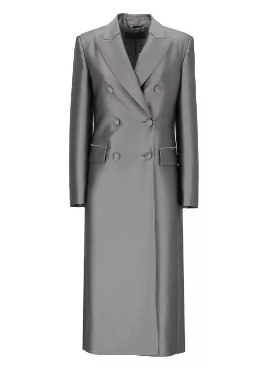 Alberta Ferretti - Silk Blend Bouble-Breasted Coat - Größe 42 - gray