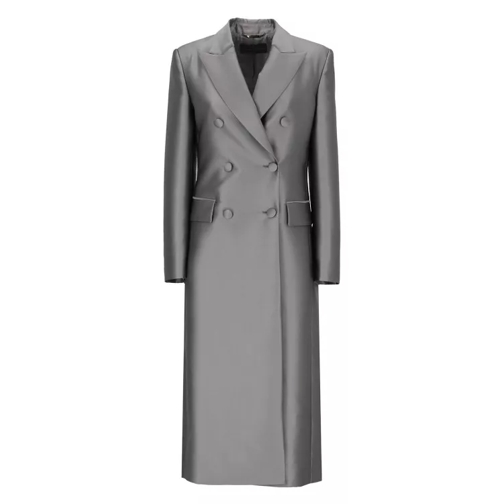 Alberta Ferretti Silk Blend Bouble-Breasted Coat Grey 