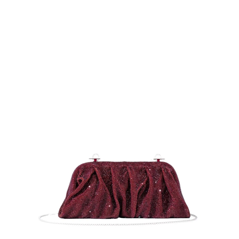 Benedetta Bruzziches Clutch Burgundy Aluminum Mesh Clutch With Rhinestone Acce Burgundy