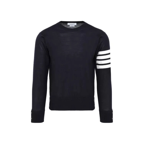 Thom Browne Navy Wool 4-Bar Pullover Blue 