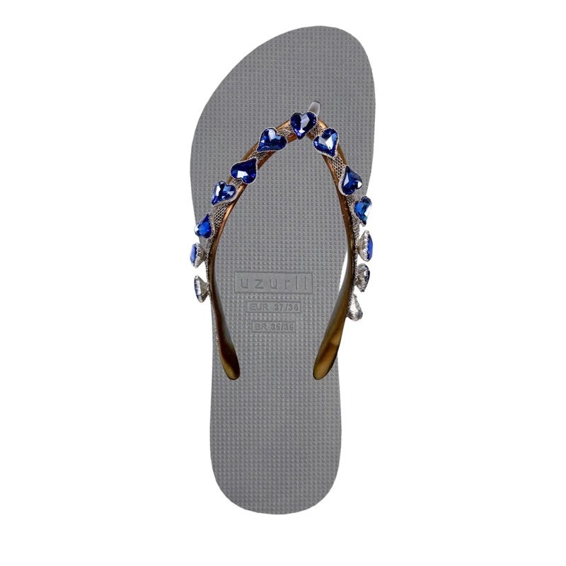 UZURII Flip Flops Zehentrenner Heart Blue silber(Image 3)