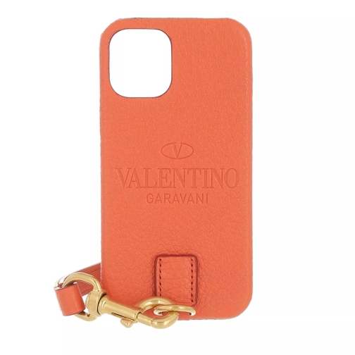 Valentino Garavani iPhone 12 Mini Logo Neck Case Orange Zest Étui pour téléphone portable