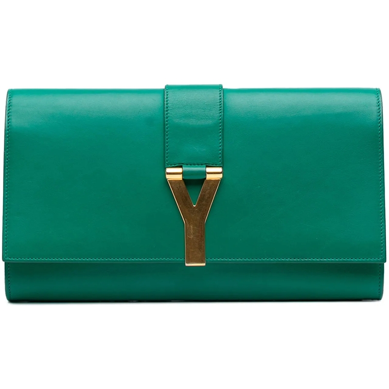 Saint Laurent Pochette Leather Chyc Ligne Clutch grün