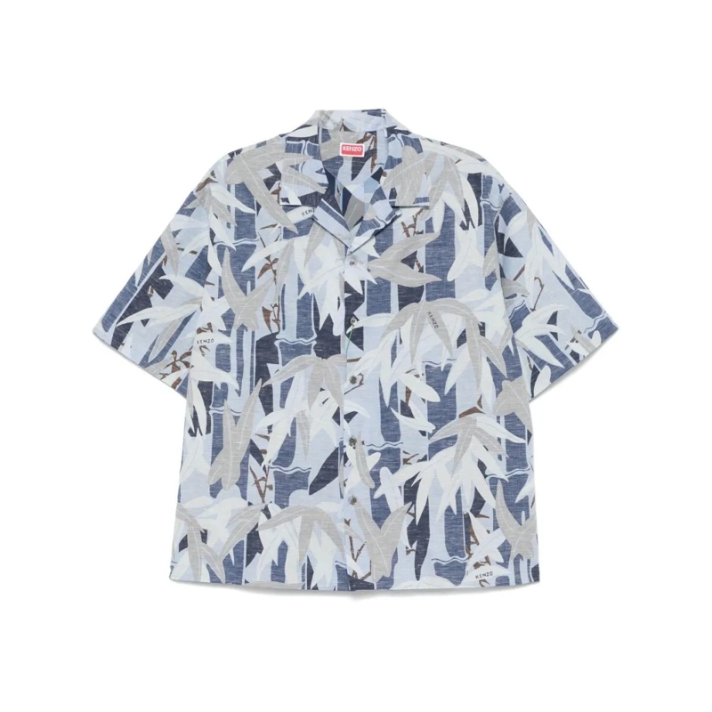 Kenzo Hemd Short-Sleeved Camp Collar Shirt Grey