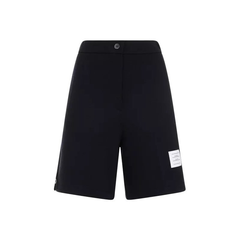 Thom Browne Short décontracté High Waisted Navy Virgin Wool Shorts Blue