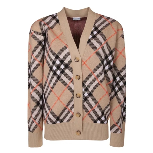 Burberry Cashmere Cardigan With Check Pattern Brown 