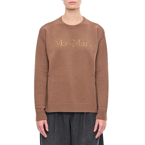 Max Mara Pullover Kassel Round Neck Logo Pullover Brown