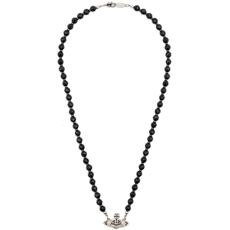 Vivienne Westwood Collier moyen Man Messaline Choker Platinum Ruthenium schwarz