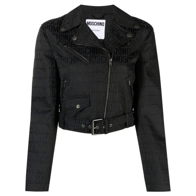 Moschino Overgangsjas Cropped Black Cotton Jacket Black