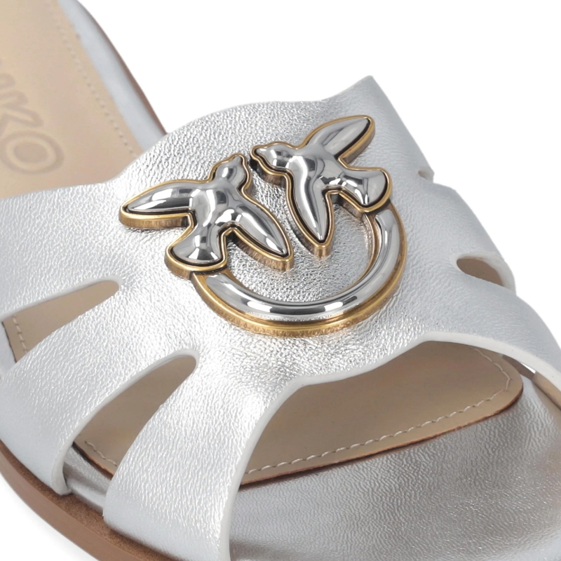 Pinko Slides Milly 04 - Slipper Laminated Nappa Silver Silver(Image 4)