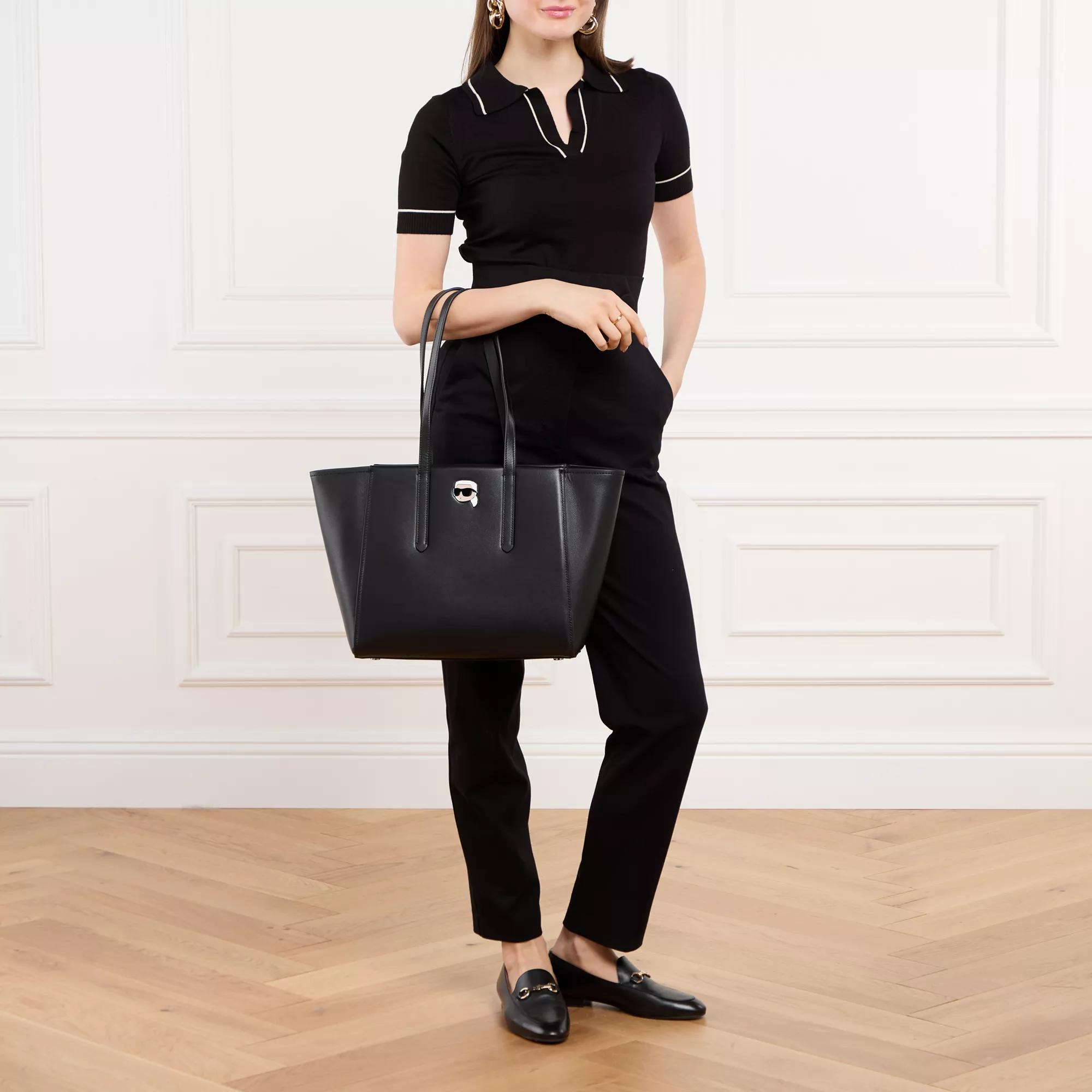 Karl Lagerfeld Shoppers K Ikonik 2.0 Leather Tote Pin in zwart