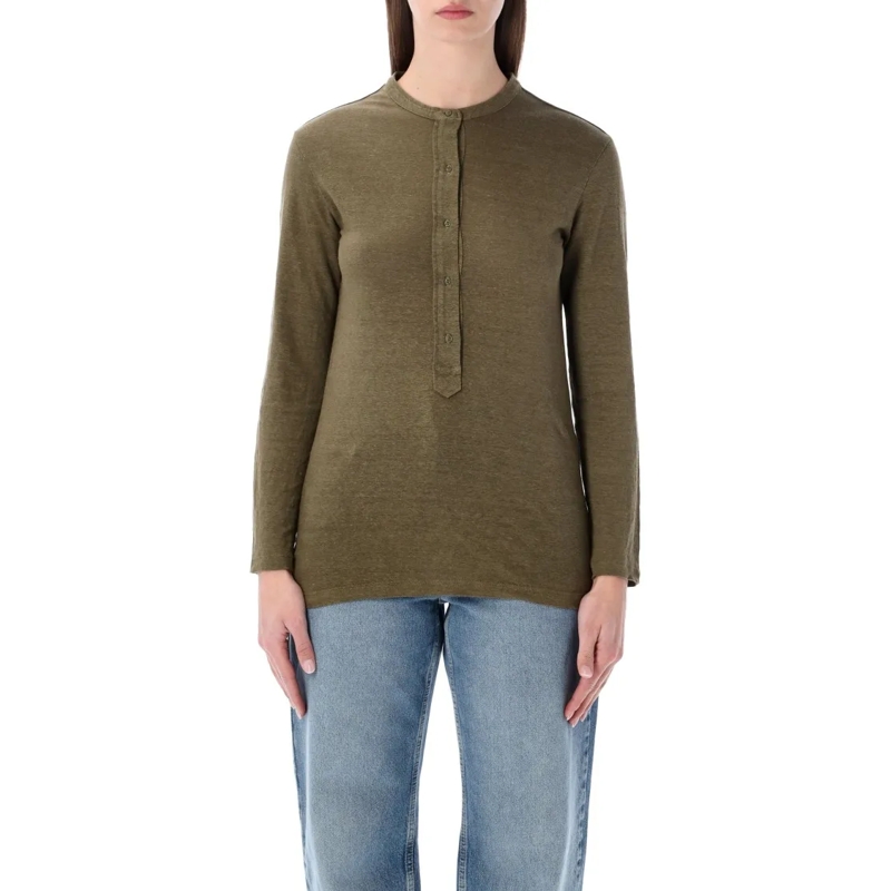 Etoile Isabel Marant Top met lange mouwen Lucy Linen T-Shirt Green
