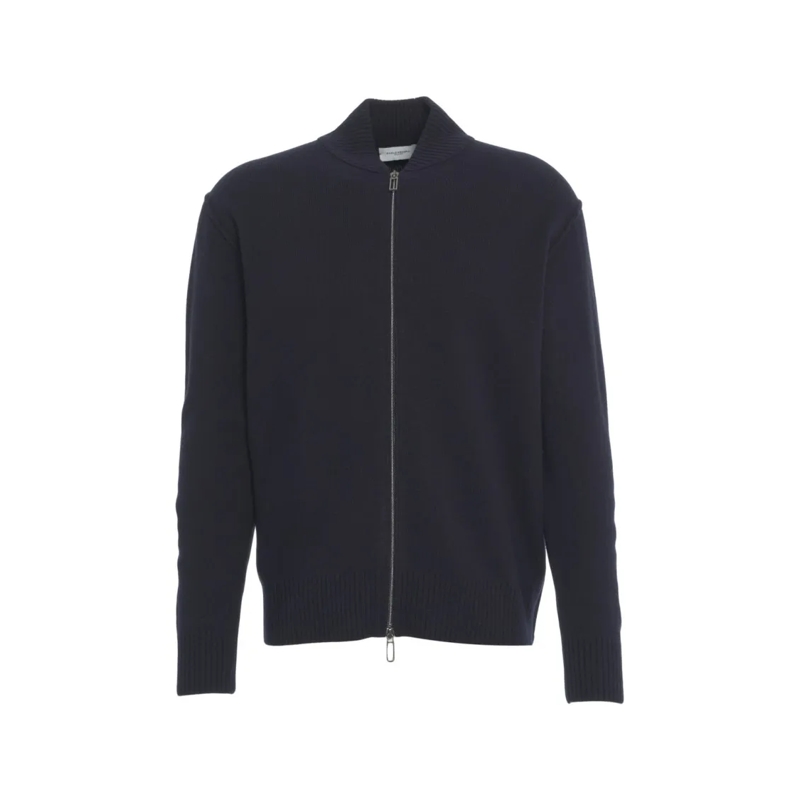 Paolo Pecora Strickjacke Full-Zip Ribbed Knit Cardigan Black