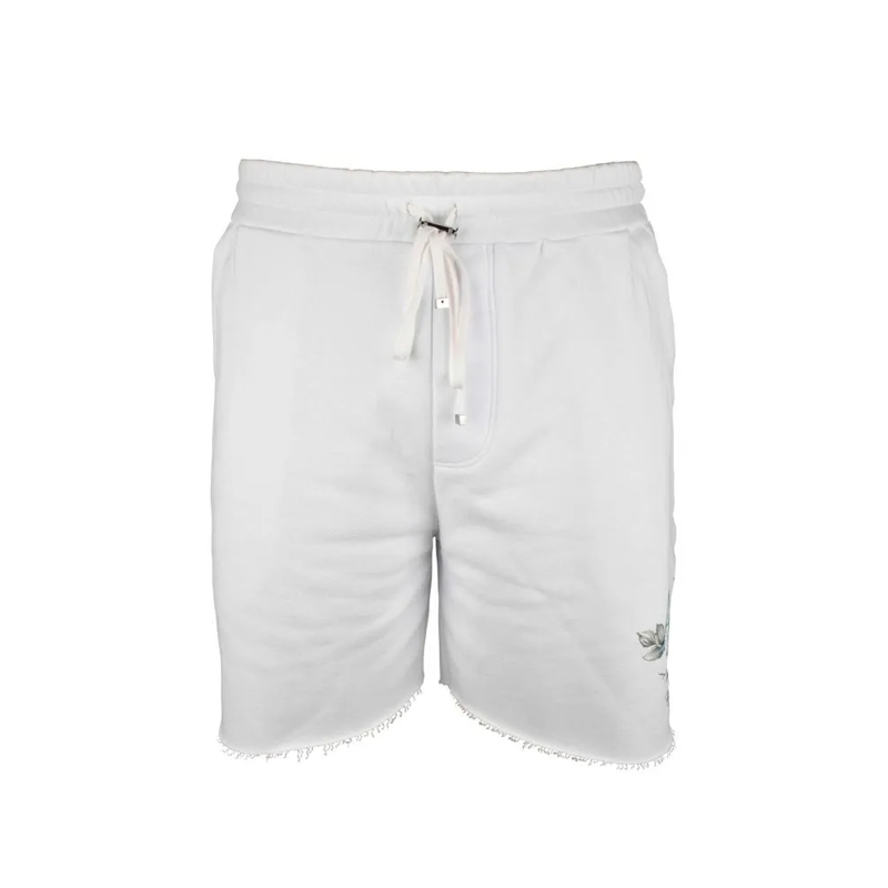 Amiri Casual Shorts Frayed Hem White Cotton Shorts White