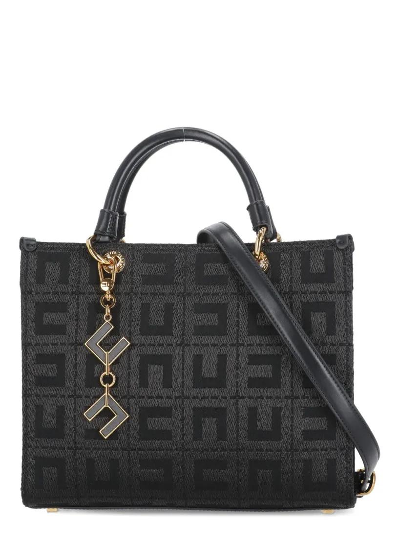 Elisabetta Franchi Tote - Jacquard Bag With Charms - Gr. unisize - in Schwarz - für Damen