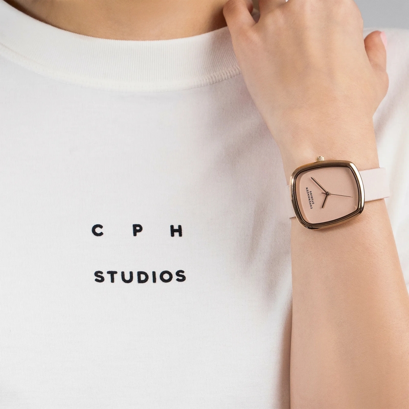 Copenhagen Quarzuhr Echtleder Curved Leather rose(Image 3)