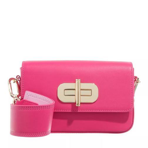 Tommy Hilfiger Turnlock Leather Journee Tl Bright Cerise Pink
