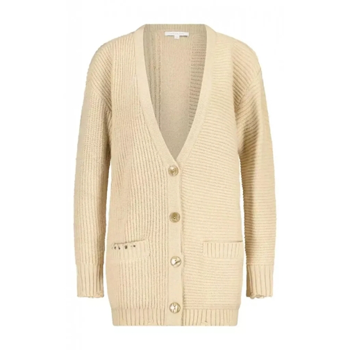 Patrizia Pepe Lange Strickjacke mit Nieten Beige 