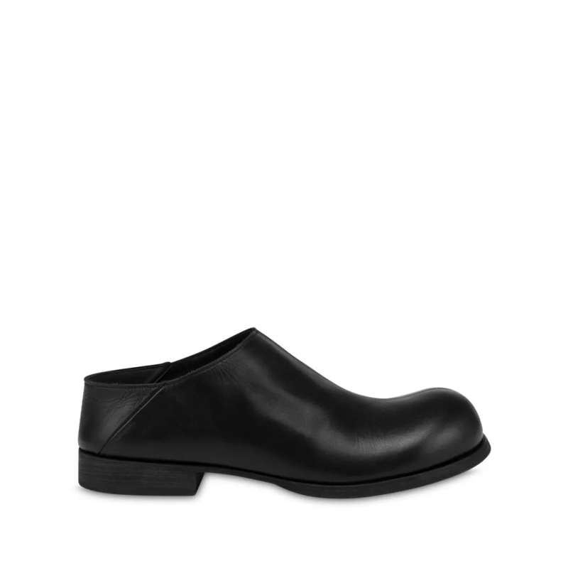 Moschino Loafer Folding Heel Black Flat Shoes Black