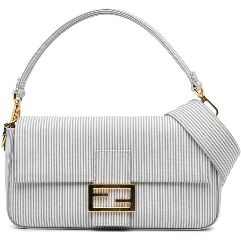 Fendi Tote Striped Jersey Baguette Satchel weiß (Image 3)