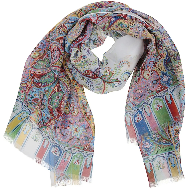 Etro Écharpe en laine Boheme Scarf Multicolour mehrfarbig
