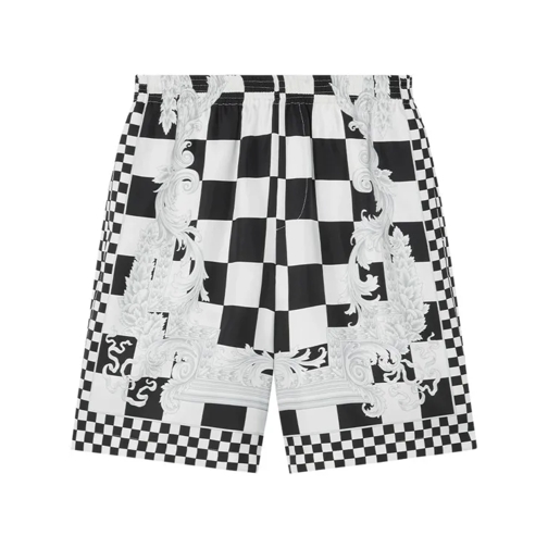 Versace Barocco Checkerboard-Print White/Black Shorts White Casual Shorts