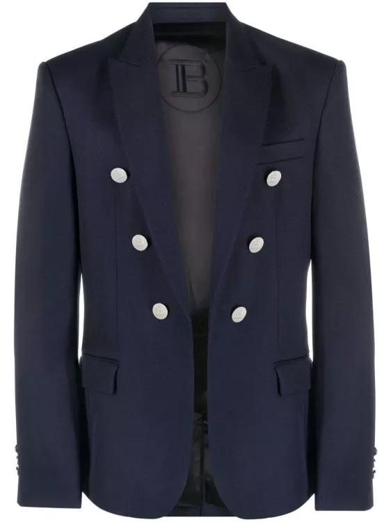 Balmain - Embossed-Button Double-Breasted Blazer - Größe 52 - schwarz