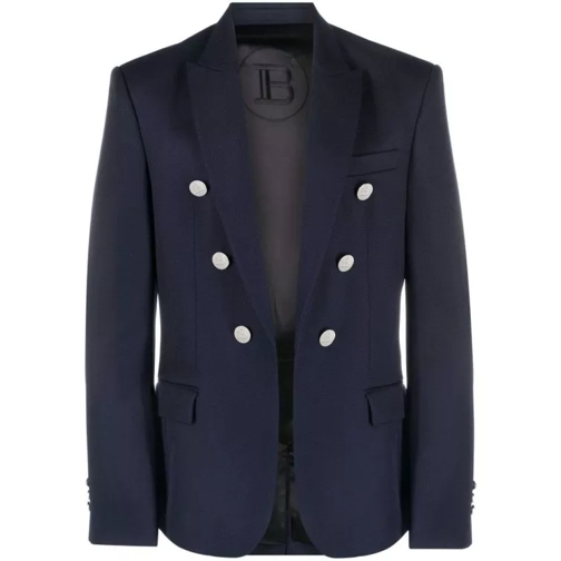 Balmain Embossed-Button Double-Breasted Blazer Black 