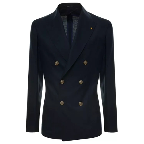 Tagliatore Blue Double-Breasted Jacket With Golden Buttons Blue 