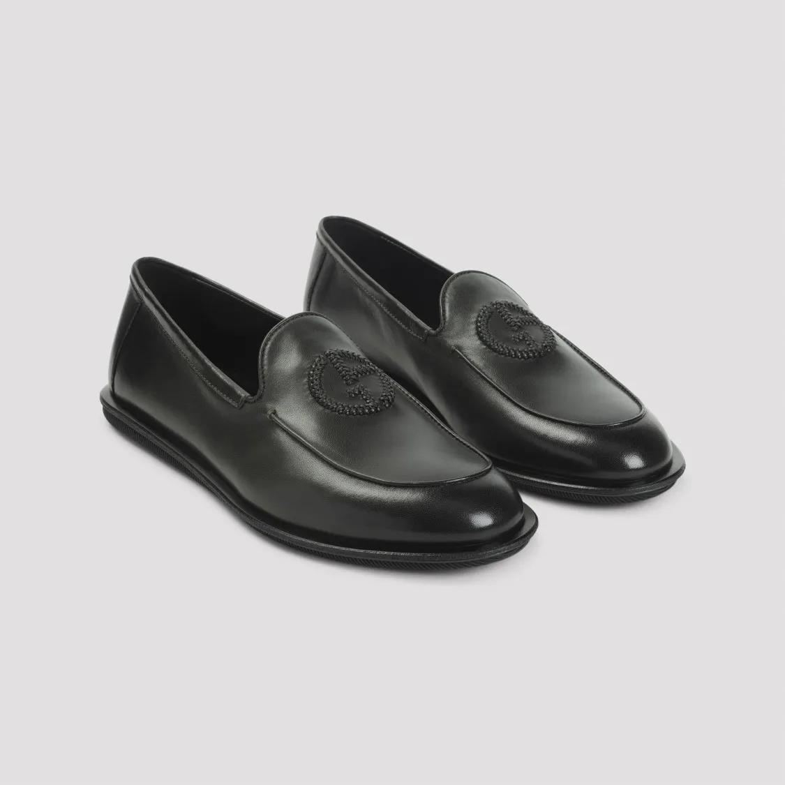 Thumbnail - Giorgio Armani Loafer - Minimalist Black Leather Loafers With Rubber Sole - Gr. 8 - in Schwarz - für Damen