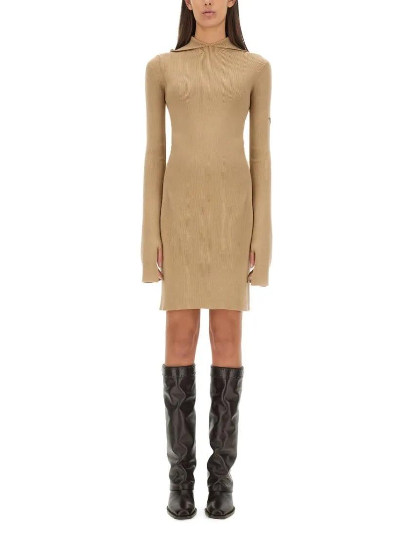 Thumbnail - Fendi - Slim-Fit Wool And Silk Dress - Größe 40 - beige
