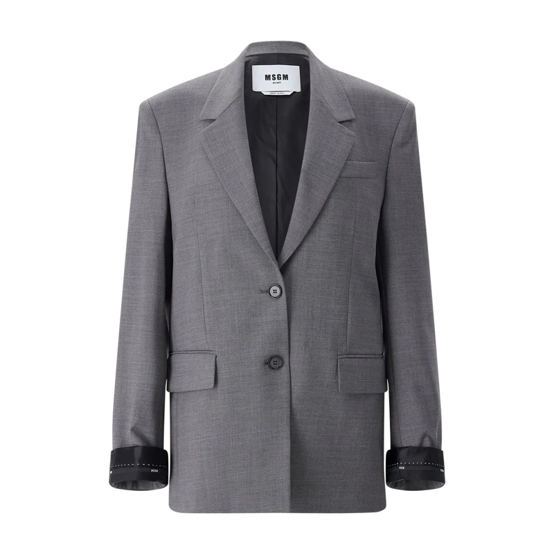 MSGM Blazer Oversized Blazer aus Schurwolle grau