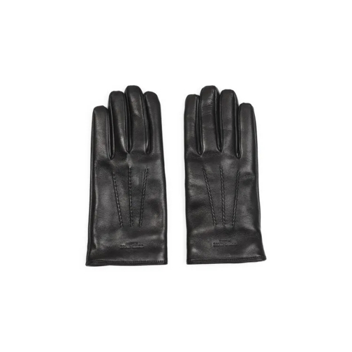 Giorgio Armani Black Leather Gloves Black 