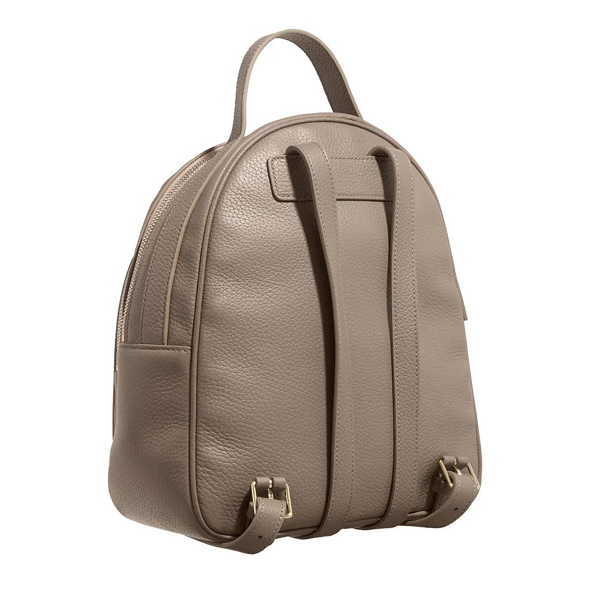 Coccinelle Grijze Pebbled Leren Rugzak met Logo Gray Dames